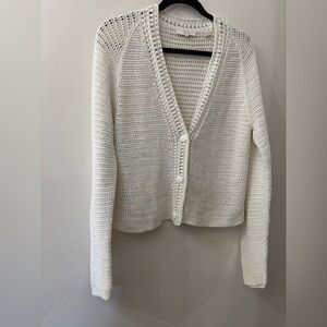 Vince White Knit Cardigan - women’s large - 100% cotton - loose knit
